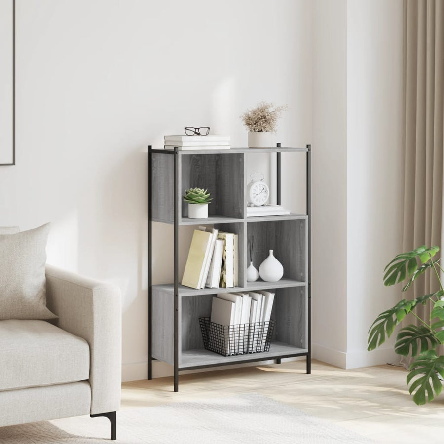 Boekenkast Bewerkt Hout Eikenkleurig 72 x 28 x 109 cm Grijs sonoma