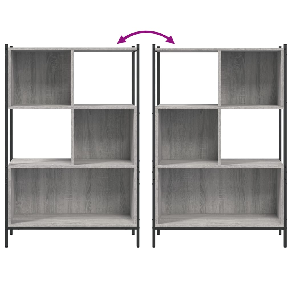 Boekenkast Bewerkt Hout Eikenkleurig 72 x 28 x 109 cm Grijs sonoma