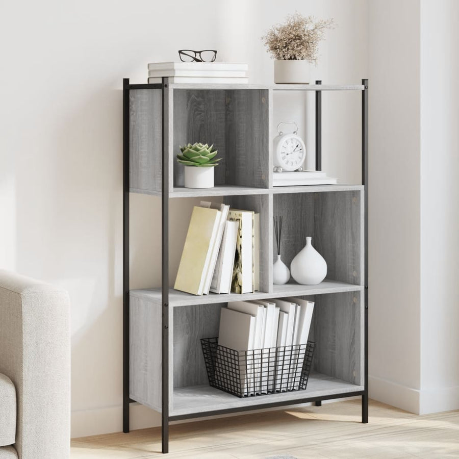 Boekenkast Bewerkt Hout Eikenkleurig 72 x 28 x 109 cm Grijs sonoma