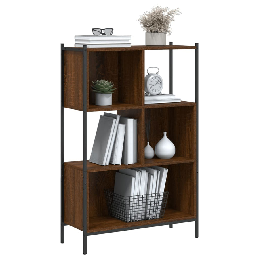 Boekenkast Bewerkt Hout Bruineikenkleurig 72 x 28 x 109 cm bruin eikenkleur