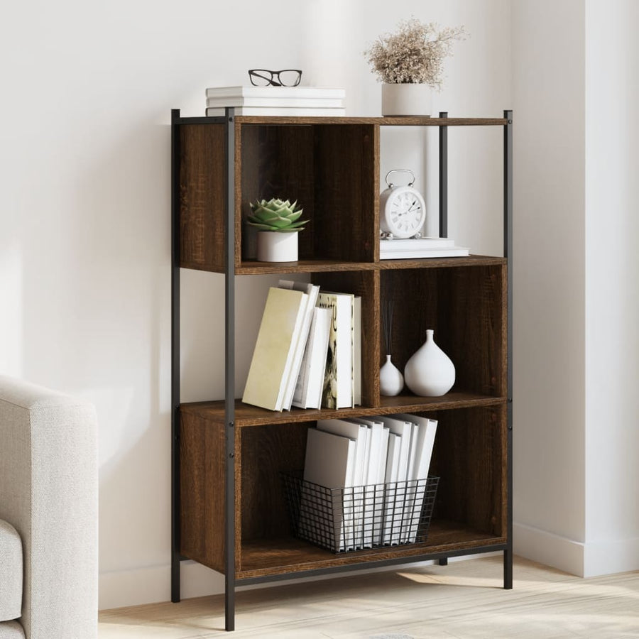 Boekenkast Bewerkt Hout Bruineikenkleurig 72 x 28 x 109 cm bruin eikenkleur