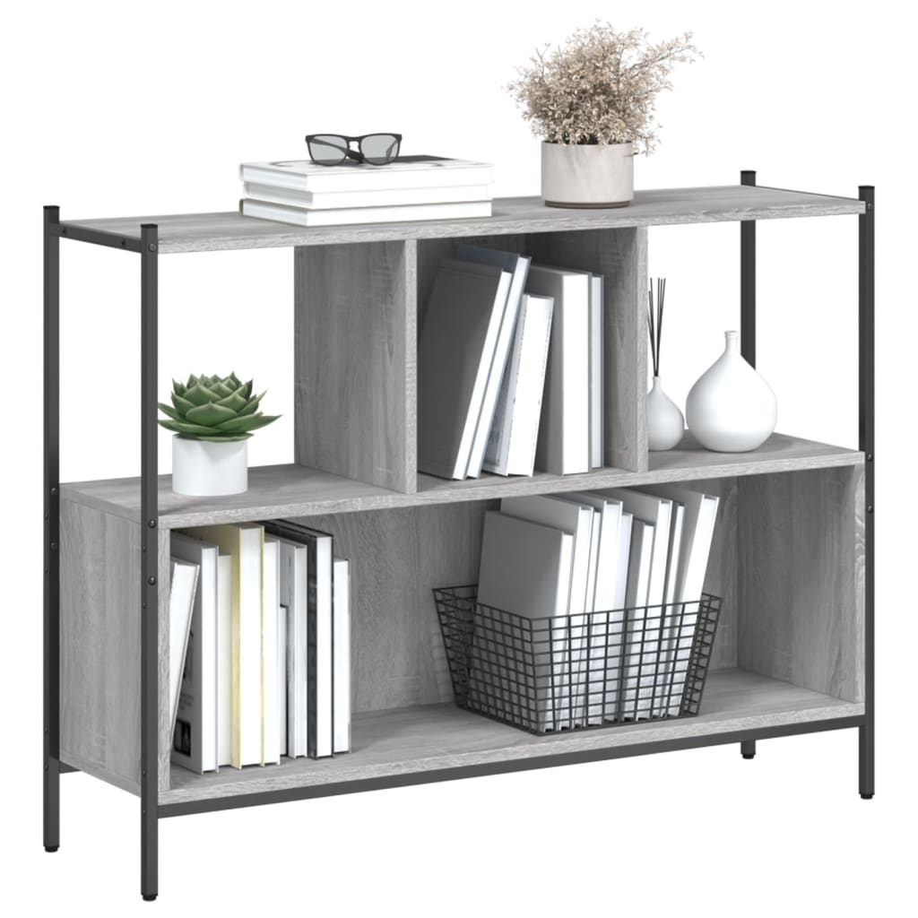 Boekenkast 02X28X77,5 Cm Bewerkt Hout Eikenkleur Grijs sonoma