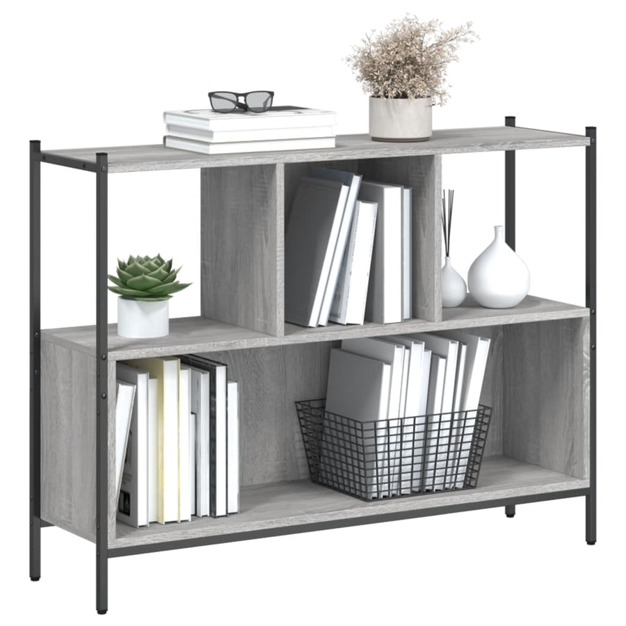 Boekenkast 02X28X77,5 Cm Bewerkt Hout Eikenkleur Grijs sonoma
