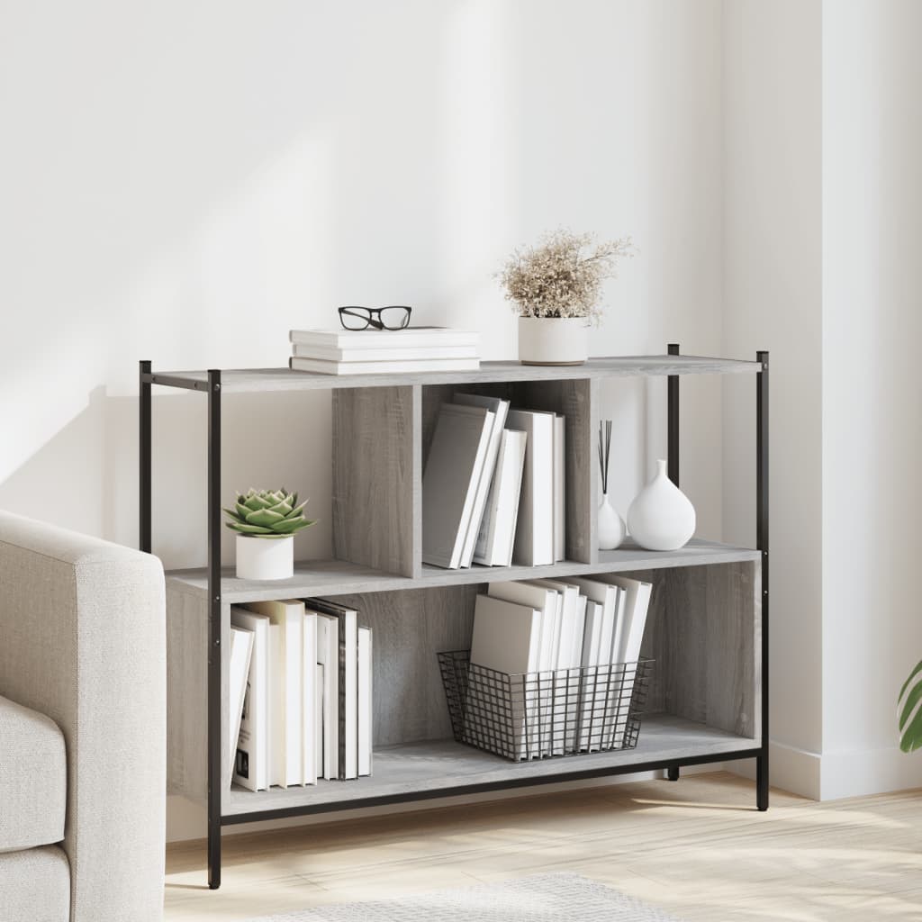 Boekenkast 02X28X77,5 Cm Bewerkt Hout Eikenkleur Grijs sonoma