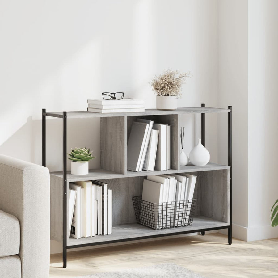 Boekenkast 02X28X77,5 Cm Bewerkt Hout Eikenkleur Grijs sonoma