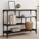 Console table 100x30x75 cm carved wood smoked oak-colored