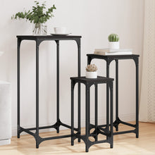 3-Delige Tafeltjesset Bewerkt Hout Zwart