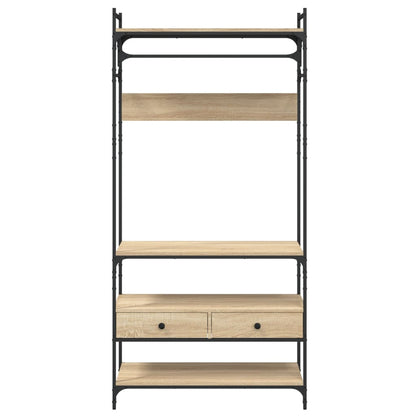 Kledingkast met lades 89x39x184,5 cm bewerkt hout sonoma eiken