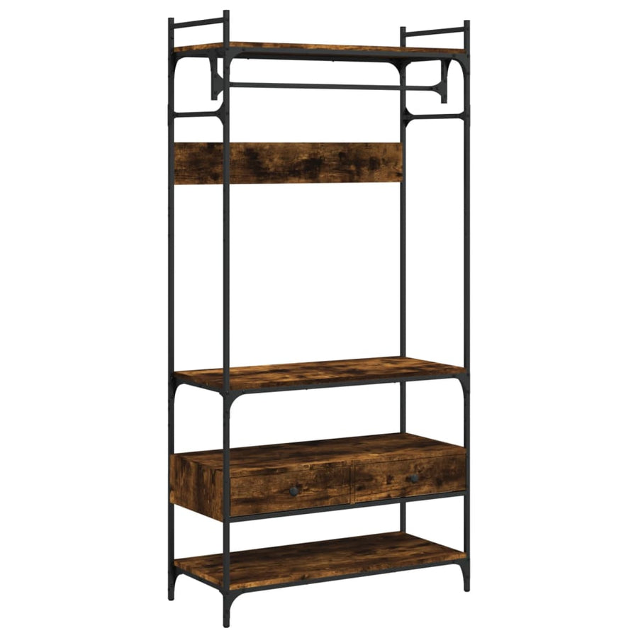 Kledingkast Met Lades 89X39X184,5 Cm Bewerkt Hout Gerookt eiken