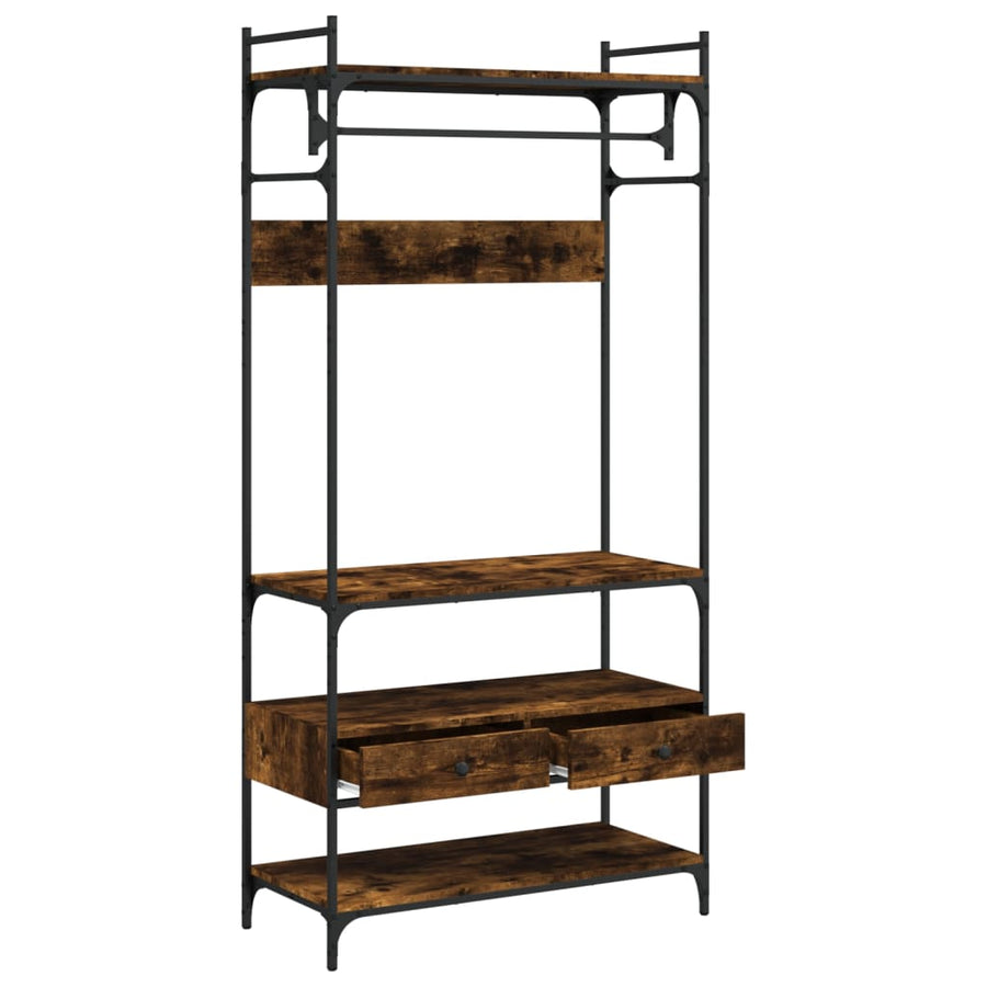 Kledingkast Met Lades 89X39X184,5 Cm Bewerkt Hout Gerookt eiken