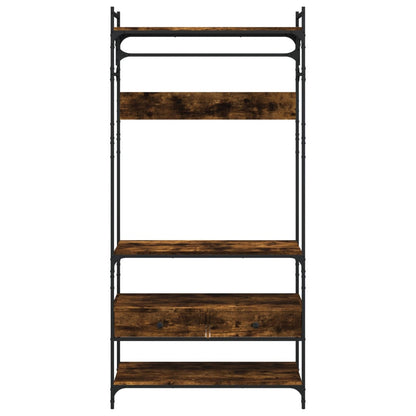 Kledingkast Met Lades 89X39X184,5 Cm Bewerkt Hout Gerookt eiken