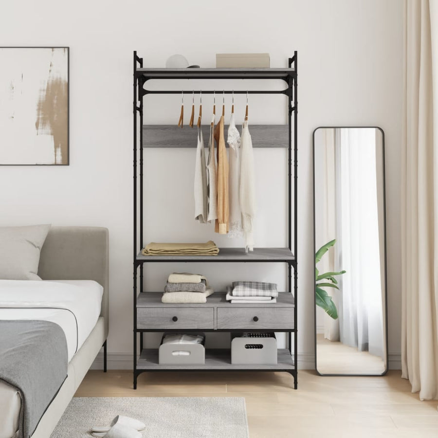 Kledingkast Met Lades 89X39X84,5 Cm Bewerkt Hout Grijs sonoma