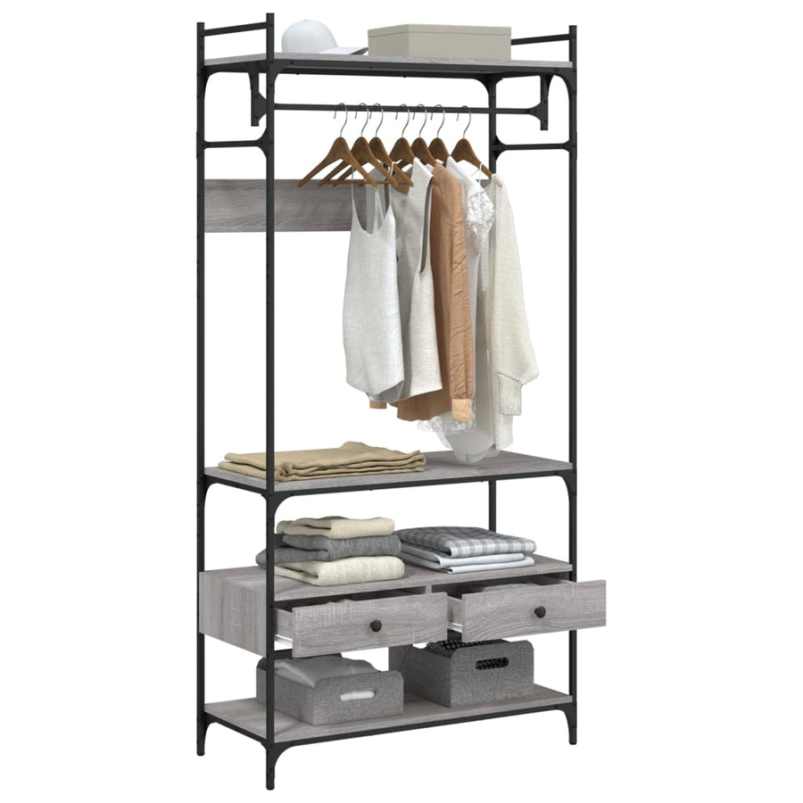 Kledingkast Met Lades 89X39X84,5 Cm Bewerkt Hout Grijs sonoma