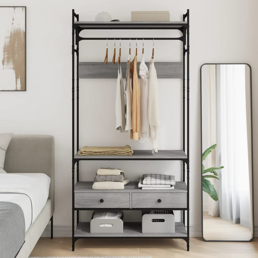 Kledingkast Met Lades 89X39X84,5 Cm Bewerkt Hout Grijs sonoma