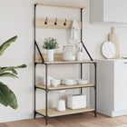 Baker's Rack with Hooks 4-Tier Engineered Wood Sonoma Oak