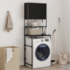 Wasmachinekast 68x48,5x194 cm zwart bewerkt hout