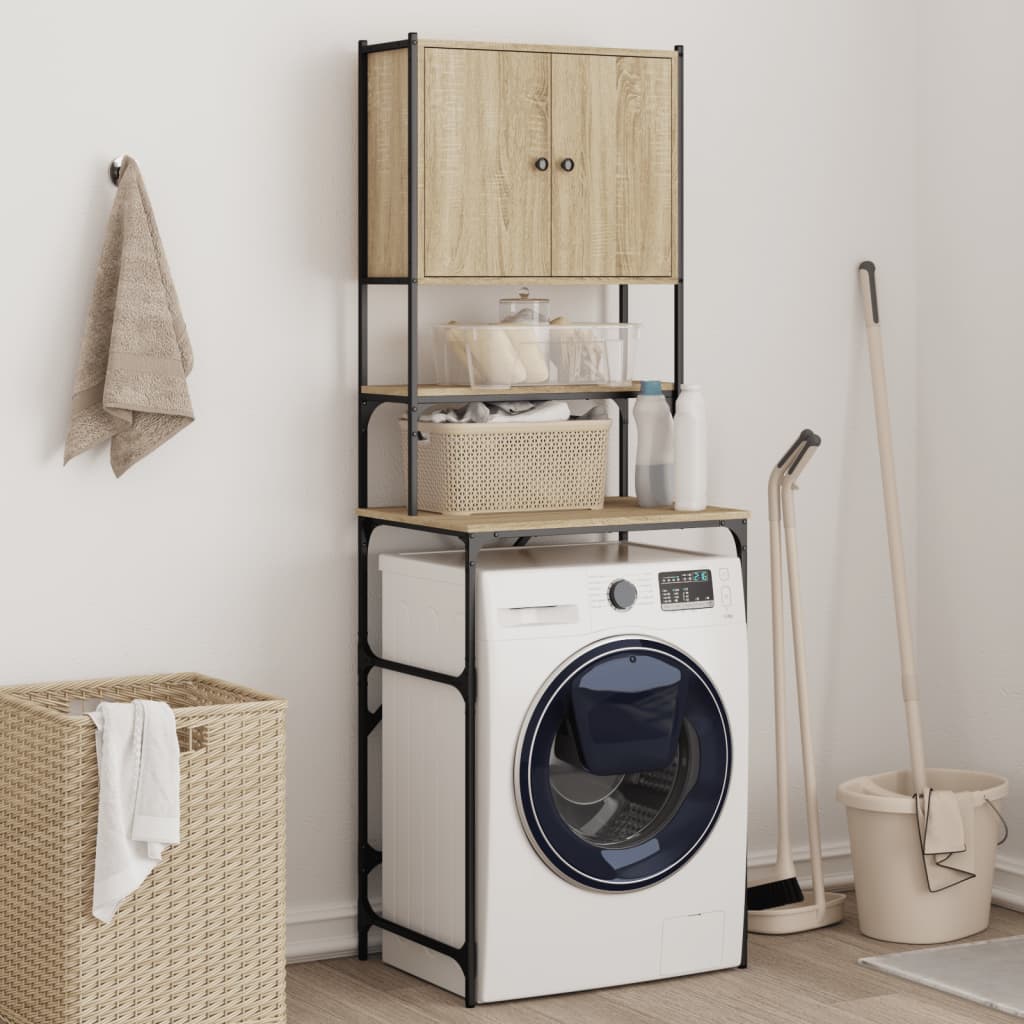 Wasmachinekast 68x48,5x194 cm sonoma eikenkleurig