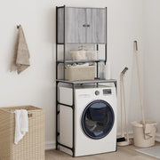 Wasmachinekast 68x48,5x194 cm grijs sonoma eiken