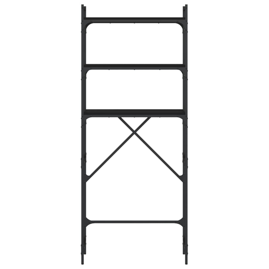Wasmachinerek 67x25x163 cm bewerkt hout zwart