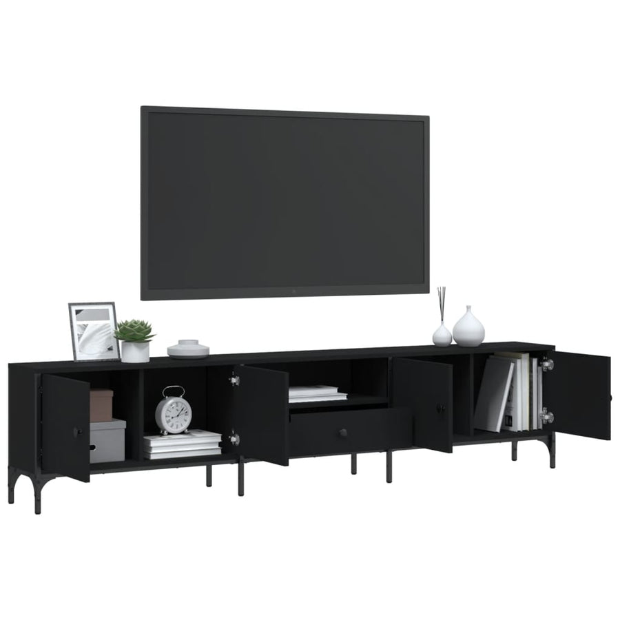 Tv-Meubel Met Lade 200X25X44 Cm Bewerkt Hout Zwart