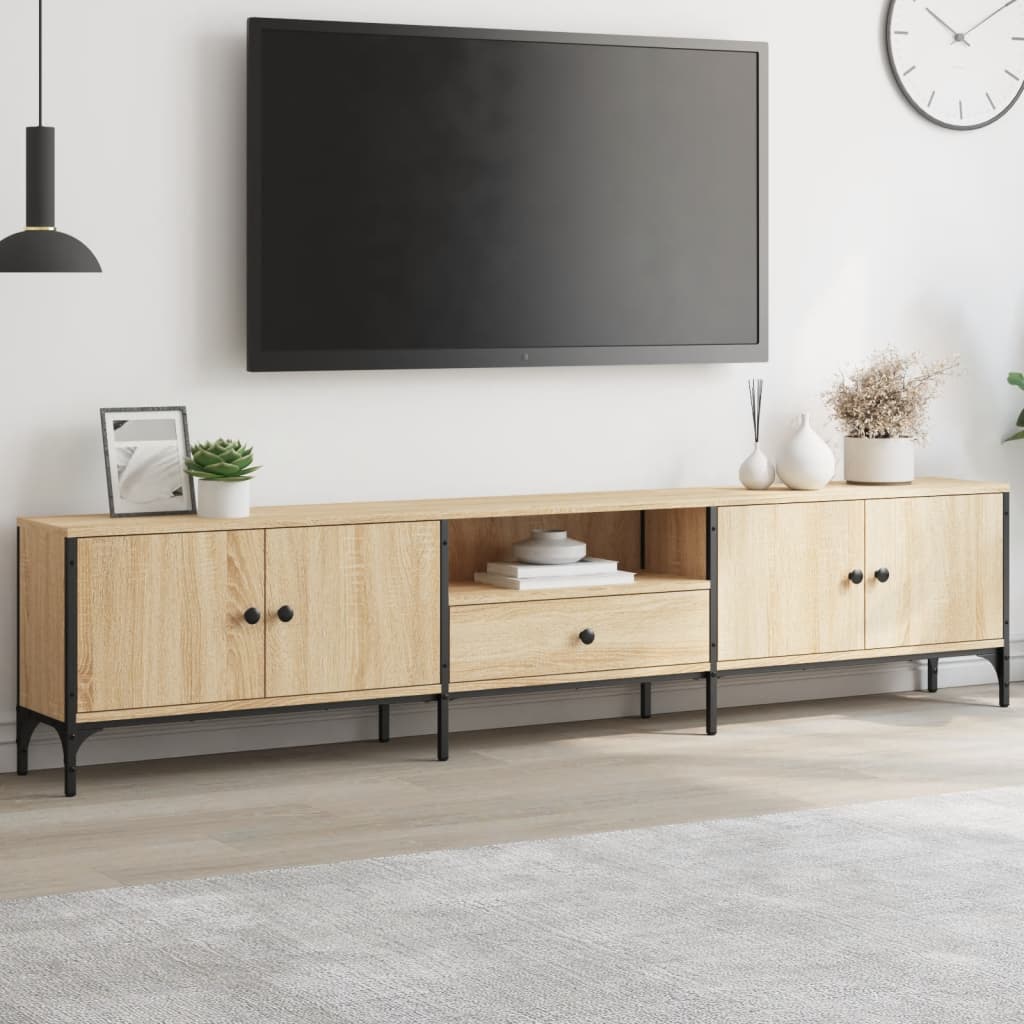 Tv-Meubel Met Lade 200X25X44 Cm Bewerkt Hout Kleur Sonoma eiken