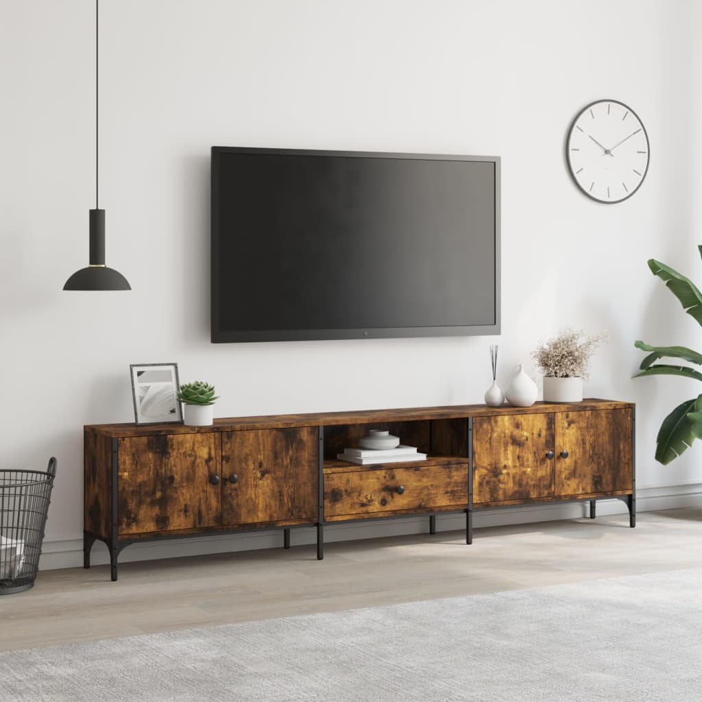Tv-Meubel Met Lade 200X25X44 Cm Bewerkt Hout Kleur Gerookt eiken