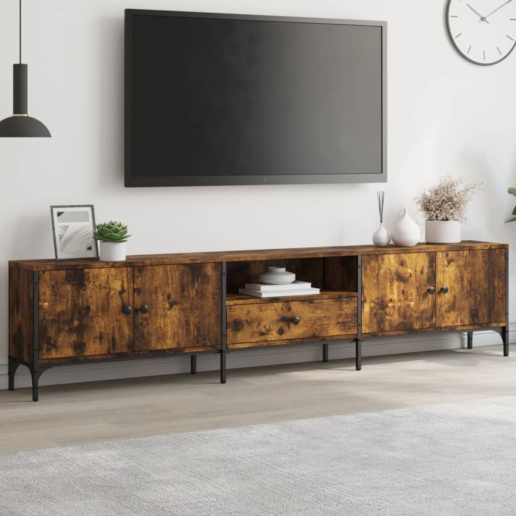Tv-Meubel Met Lade 200X25X44 Cm Bewerkt Hout Kleur Gerookt eiken