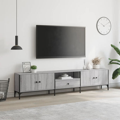 Tv-Meubel Met Lade 200X25X44 Cm Bewerkt Hout Eiken Grijs sonoma