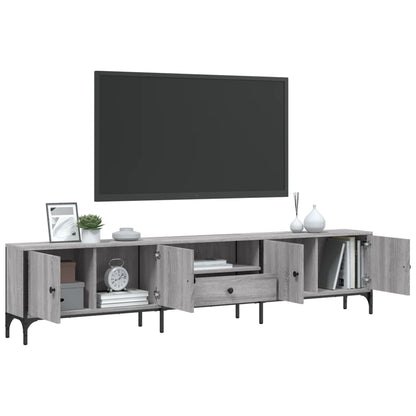 Tv-Meubel Met Lade 200X25X44 Cm Bewerkt Hout Eiken Grijs sonoma