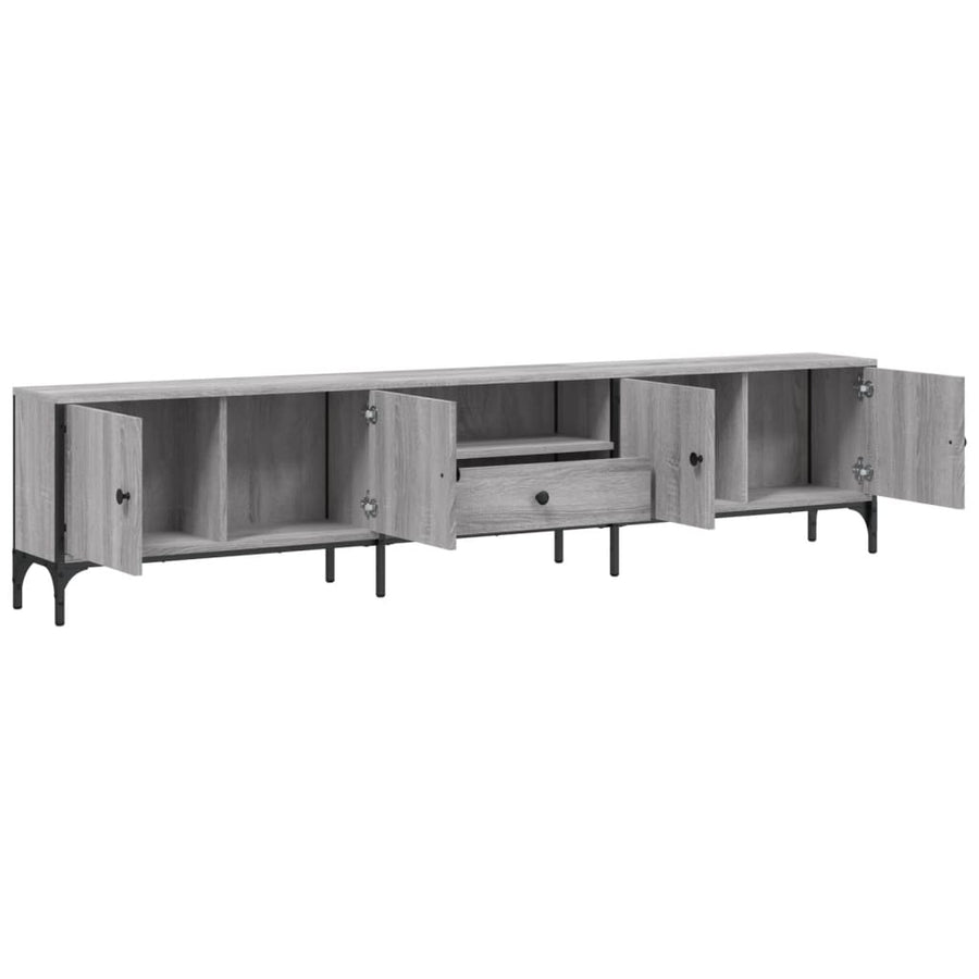 Tv-Meubel Met Lade 200X25X44 Cm Bewerkt Hout Eiken Grijs sonoma
