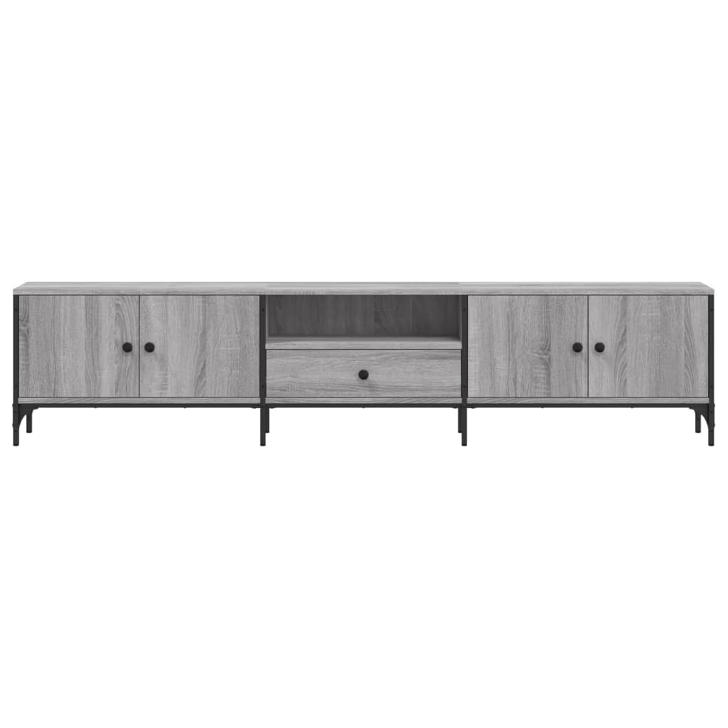 Tv-Meubel Met Lade 200X25X44 Cm Bewerkt Hout Eiken Grijs sonoma