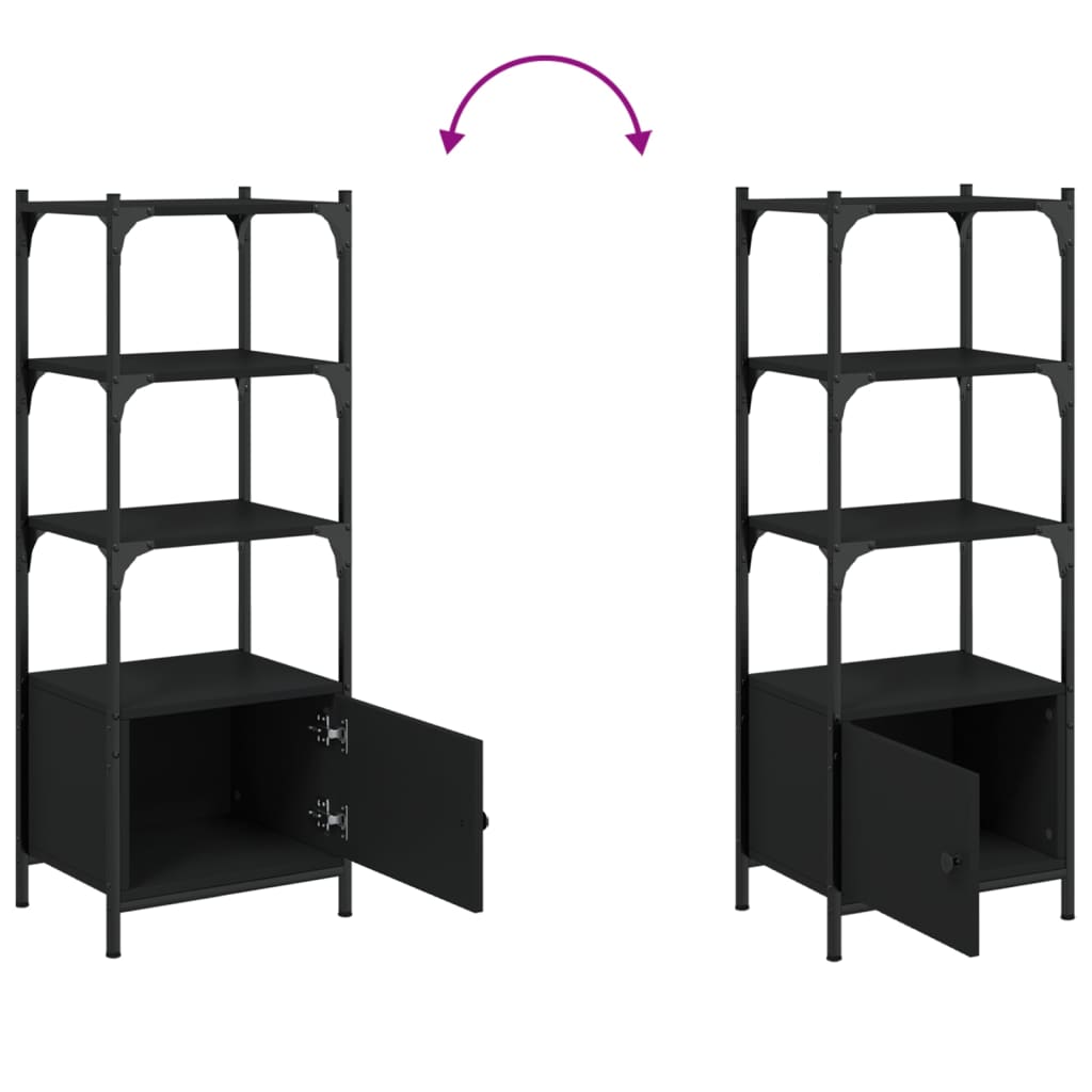Boekenkast 3-Laags 4X30X09,5 Cm Bewerkt Hout 41 x 30 x 109.5 cm Zwart