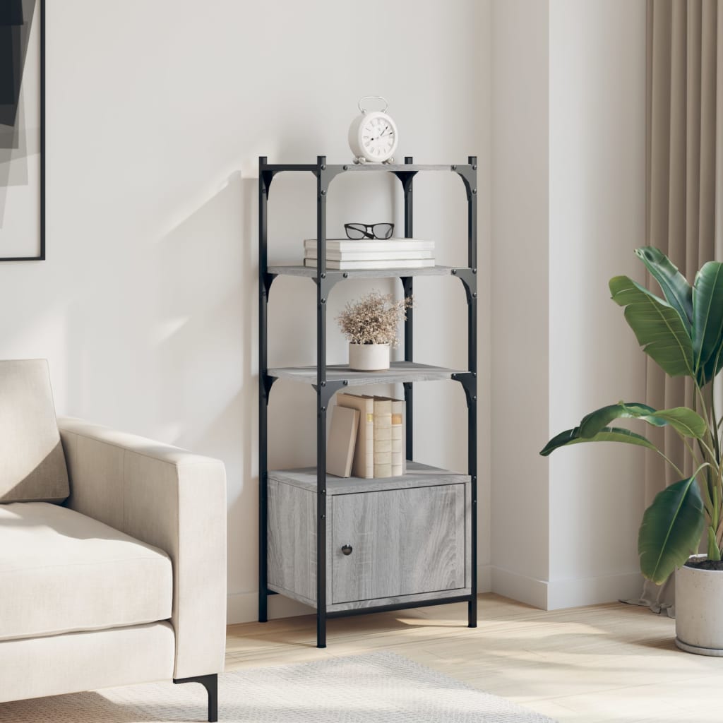 Boekenkast 3-Laags 4X30X09,5 Cm Bewerkt Hout 41 x 30 x 109.5 cm Grijs sonoma
