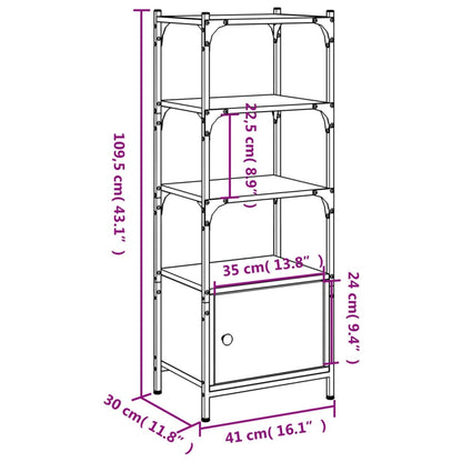 Boekenkast 3-Laags 4X30X09,5 Cm Bewerkt Hout 41 x 30 x 109.5 cm Grijs sonoma