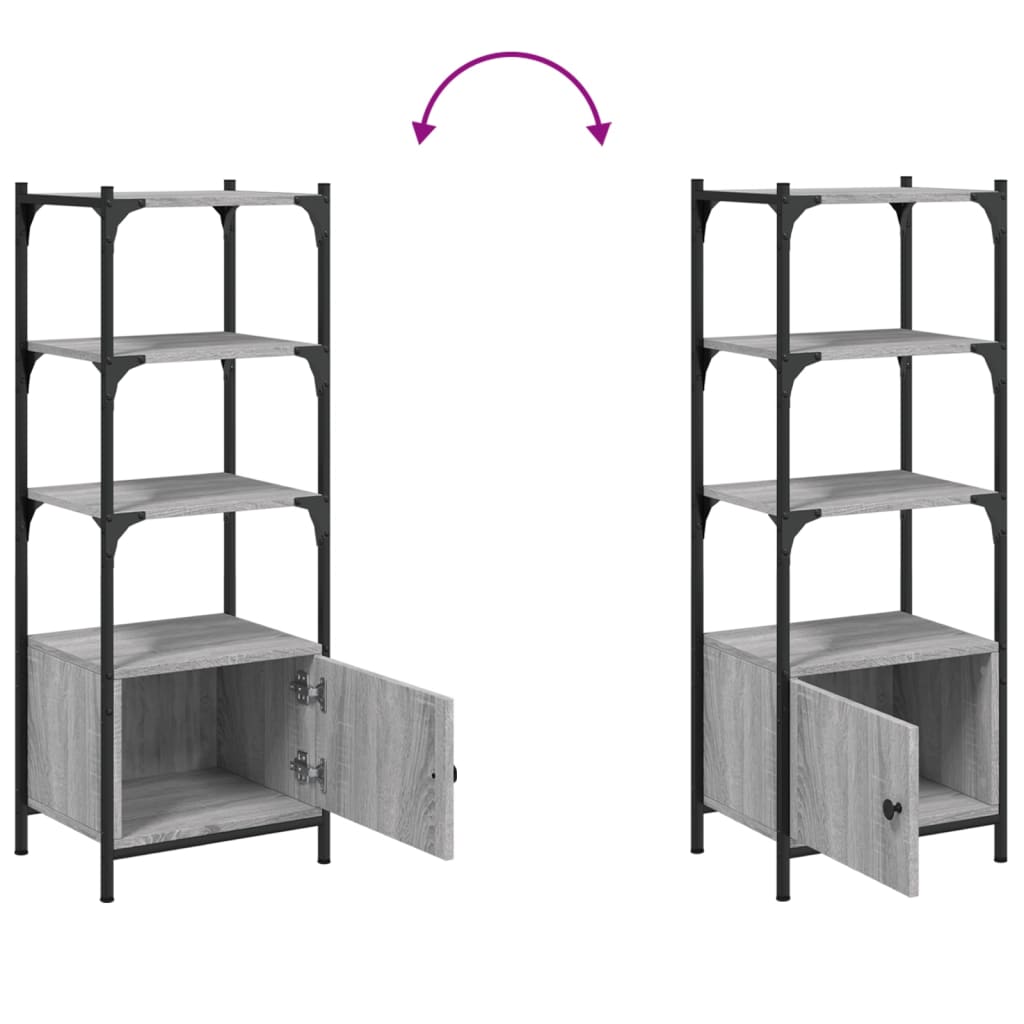 Boekenkast 3-Laags 4X30X09,5 Cm Bewerkt Hout 41 x 30 x 109.5 cm Grijs sonoma