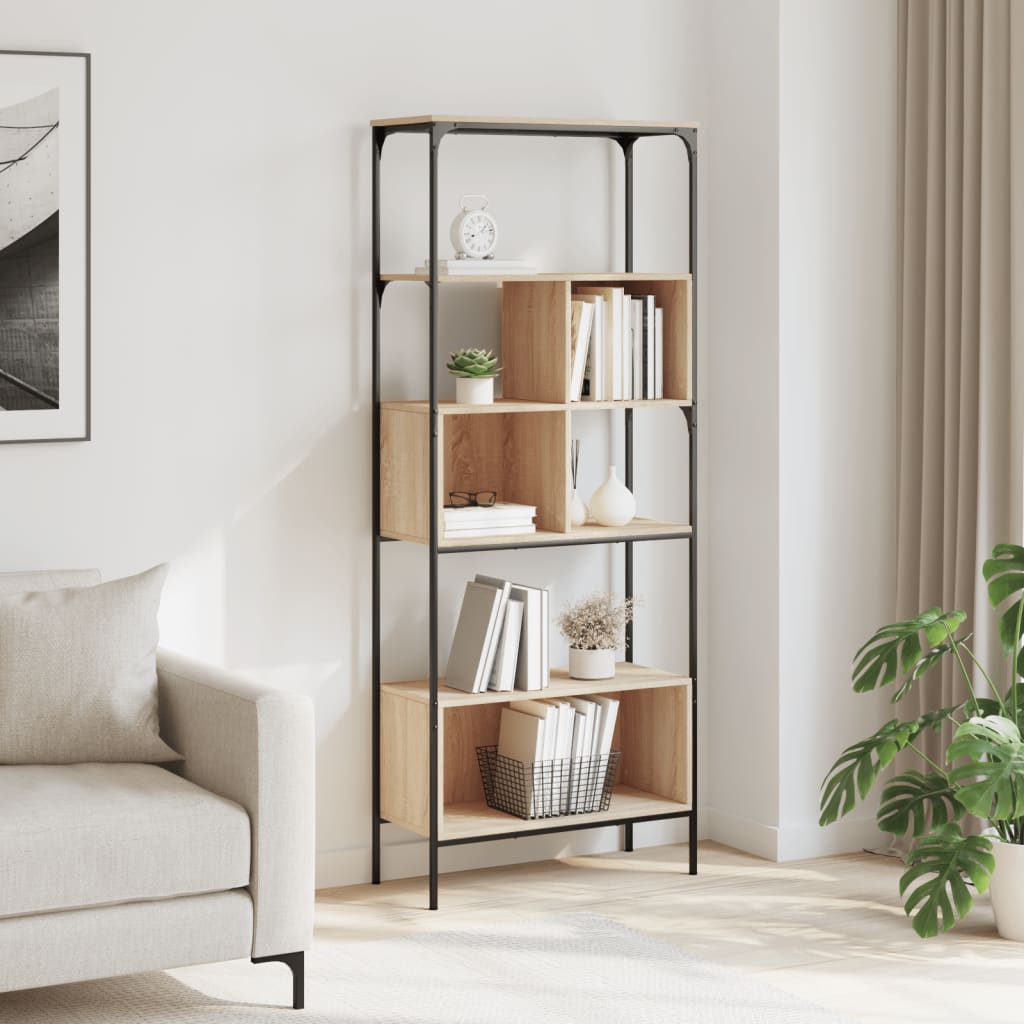 Boekenkast 5-Laags 76X33X88,5 Cm Bewerkt Hout Sonoma eiken