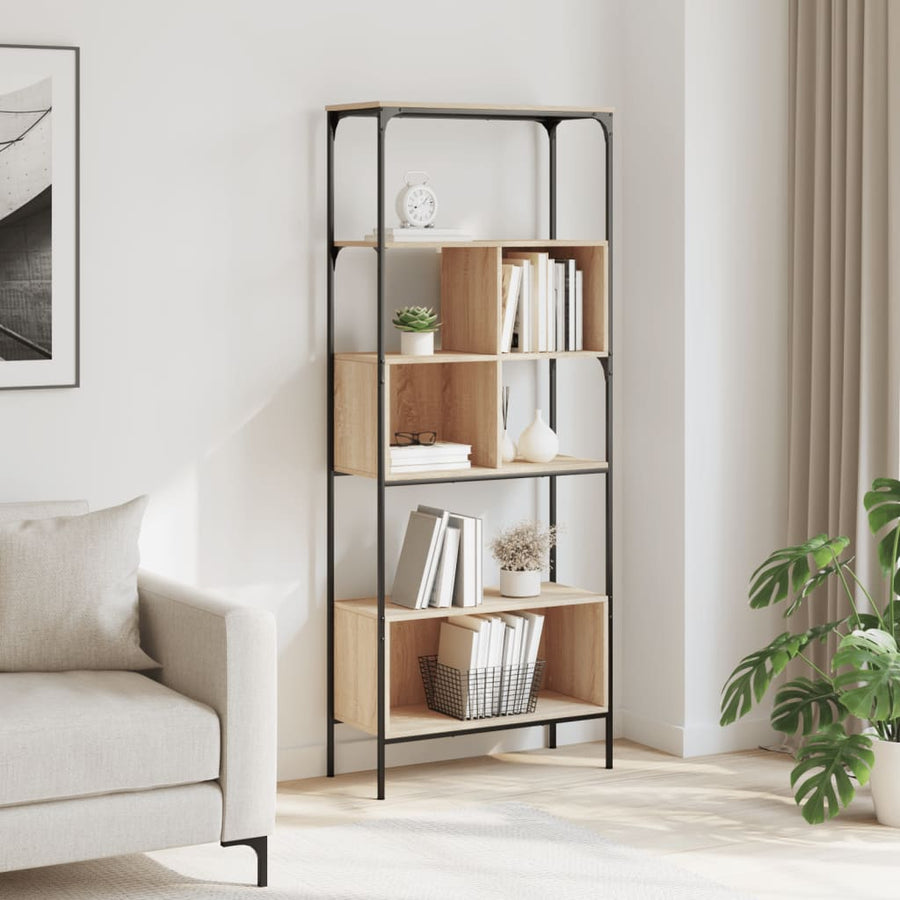 Boekenkast 5-Laags 76X33X88,5 Cm Bewerkt Hout Sonoma eiken