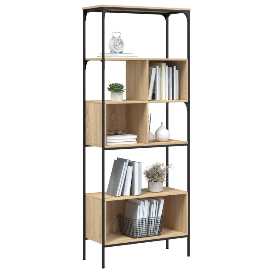 Boekenkast 5-Laags 76X33X88,5 Cm Bewerkt Hout Sonoma eiken