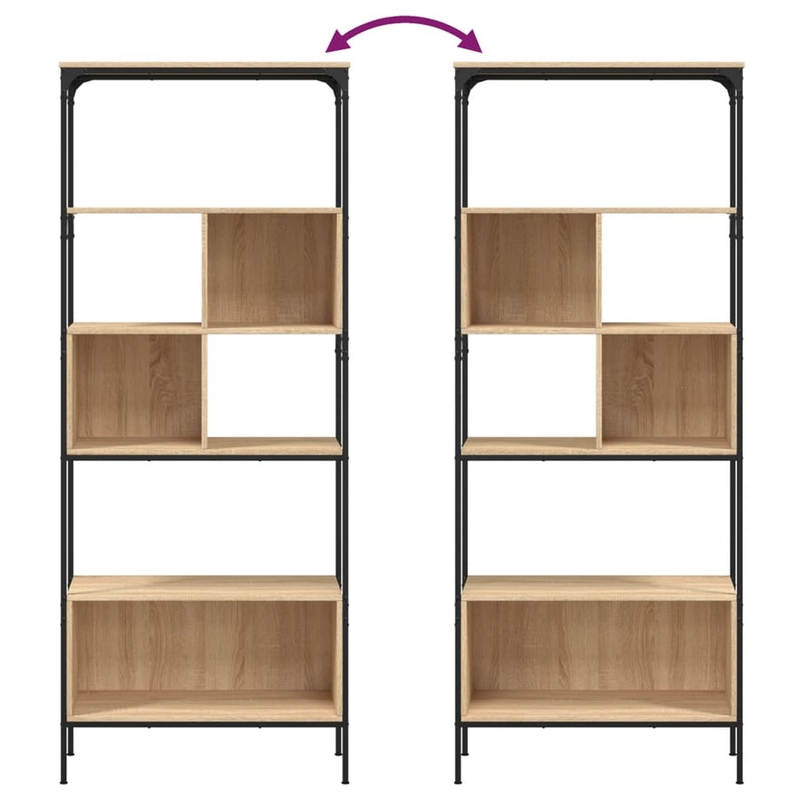 Boekenkast 5-Laags 76X33X88,5 Cm Bewerkt Hout Sonoma eiken