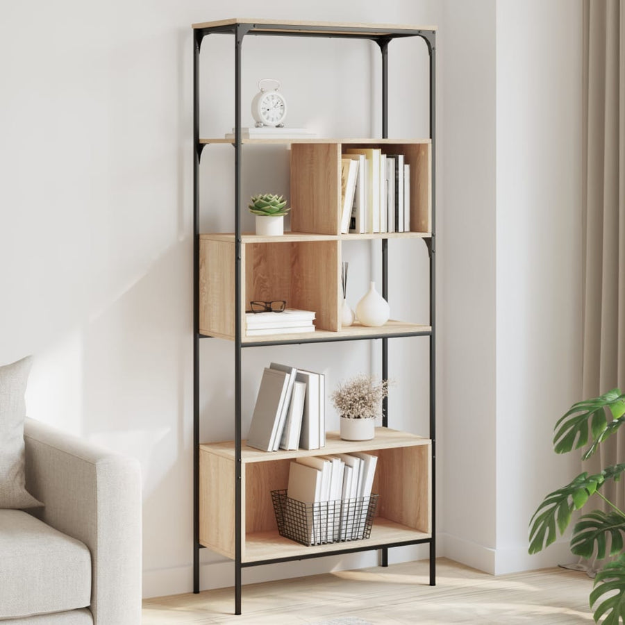 Boekenkast 5-Laags 76X33X88,5 Cm Bewerkt Hout Sonoma eiken