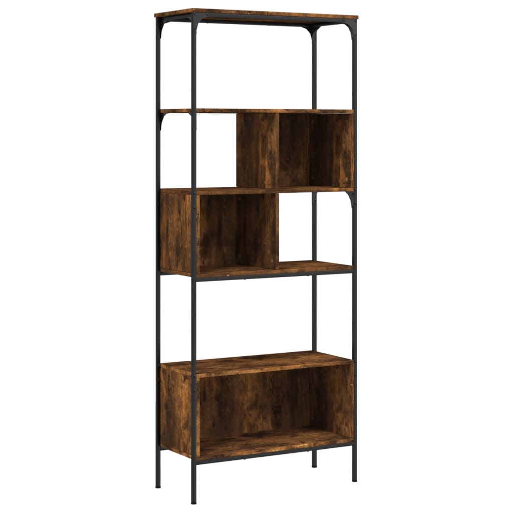 Boekenkast 5-Laags 76X33X88,5 Cm Bewerkt Hout Gerookt eiken