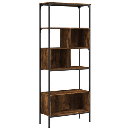Boekenkast 5-Laags 76X33X88,5 Cm Bewerkt Hout Gerookt eiken