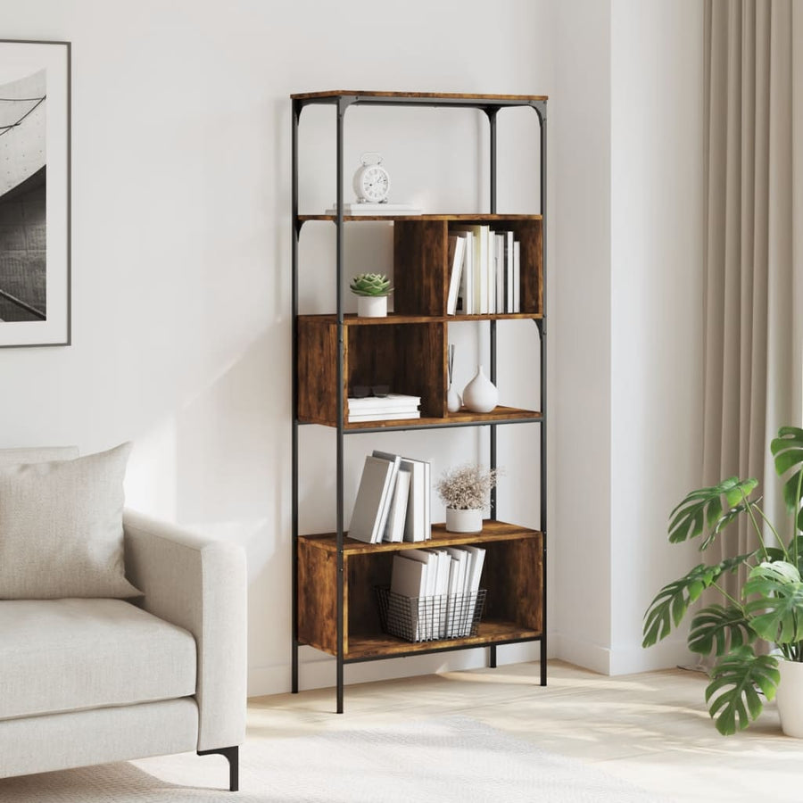 Boekenkast 5-Laags 76X33X88,5 Cm Bewerkt Hout Gerookt eiken