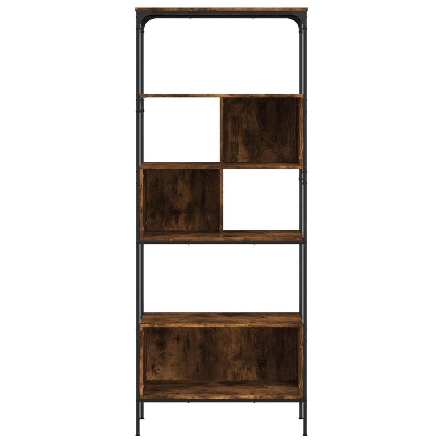 Boekenkast 5-Laags 76X33X88,5 Cm Bewerkt Hout Gerookt eiken