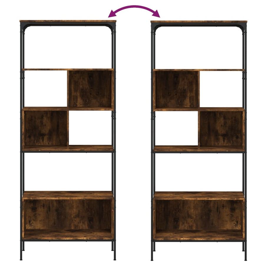 Boekenkast 5-Laags 76X33X88,5 Cm Bewerkt Hout Gerookt eiken