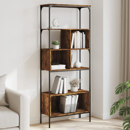 Boekenkast 5-Laags 76X33X88,5 Cm Bewerkt Hout Gerookt eiken