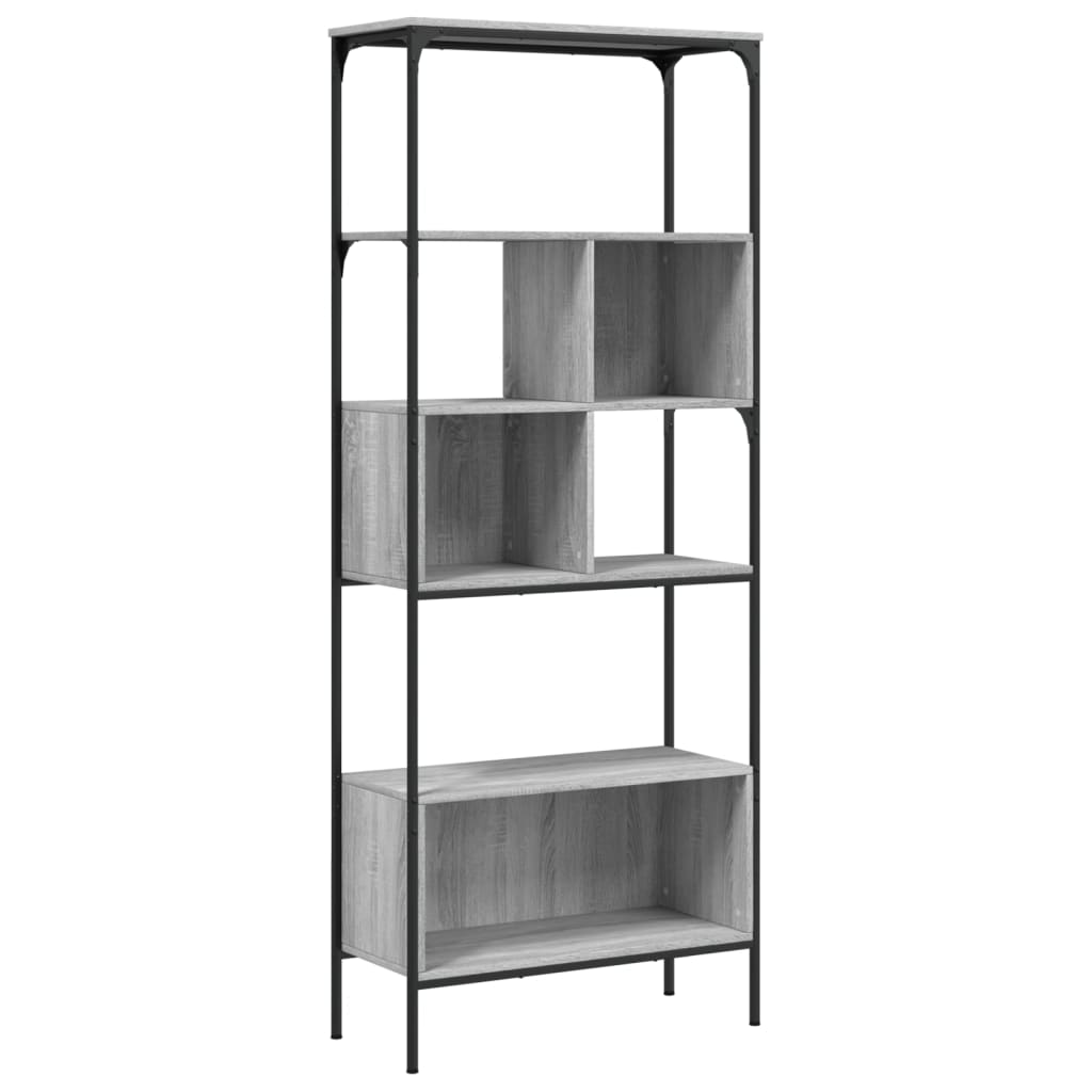 Boekenkast 5-Laags 76X33X88,5 Cm Bewerkt Hout Grijs sonoma