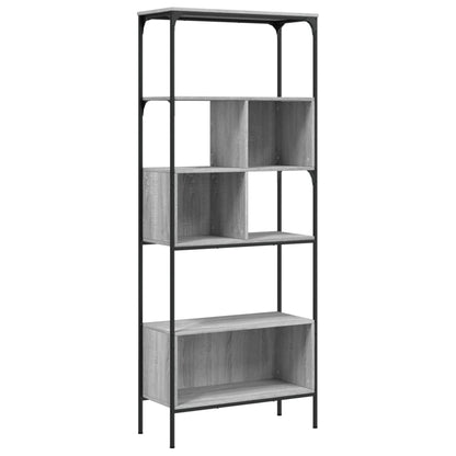 Boekenkast 5-Laags 76X33X88,5 Cm Bewerkt Hout Grijs sonoma