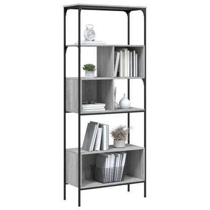 Boekenkast 5-Laags 76X33X88,5 Cm Bewerkt Hout Grijs sonoma