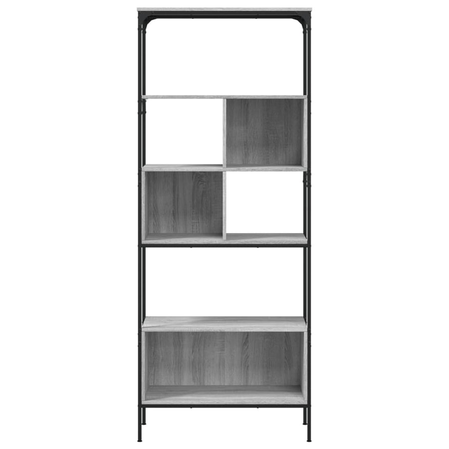 Boekenkast 5-Laags 76X33X88,5 Cm Bewerkt Hout Grijs sonoma